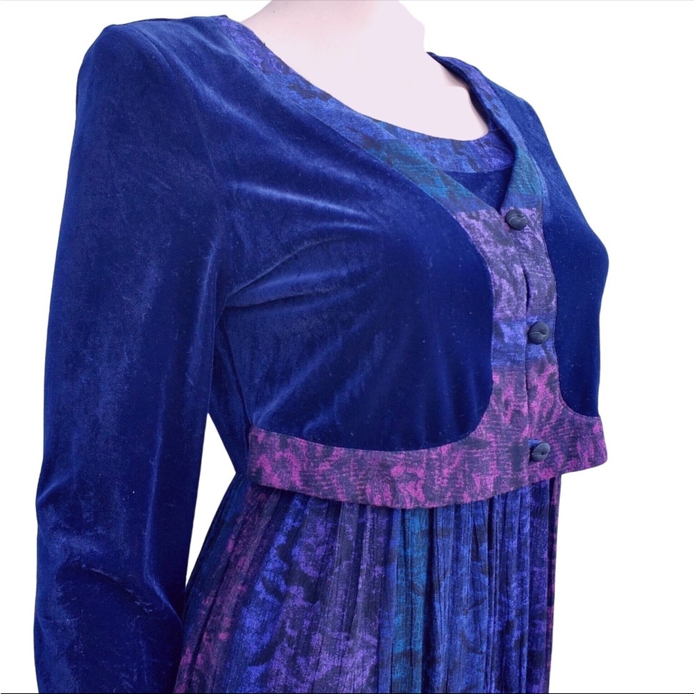 Carole Little Dress vintage w blue velvet bolero pink navy print dress XS / S